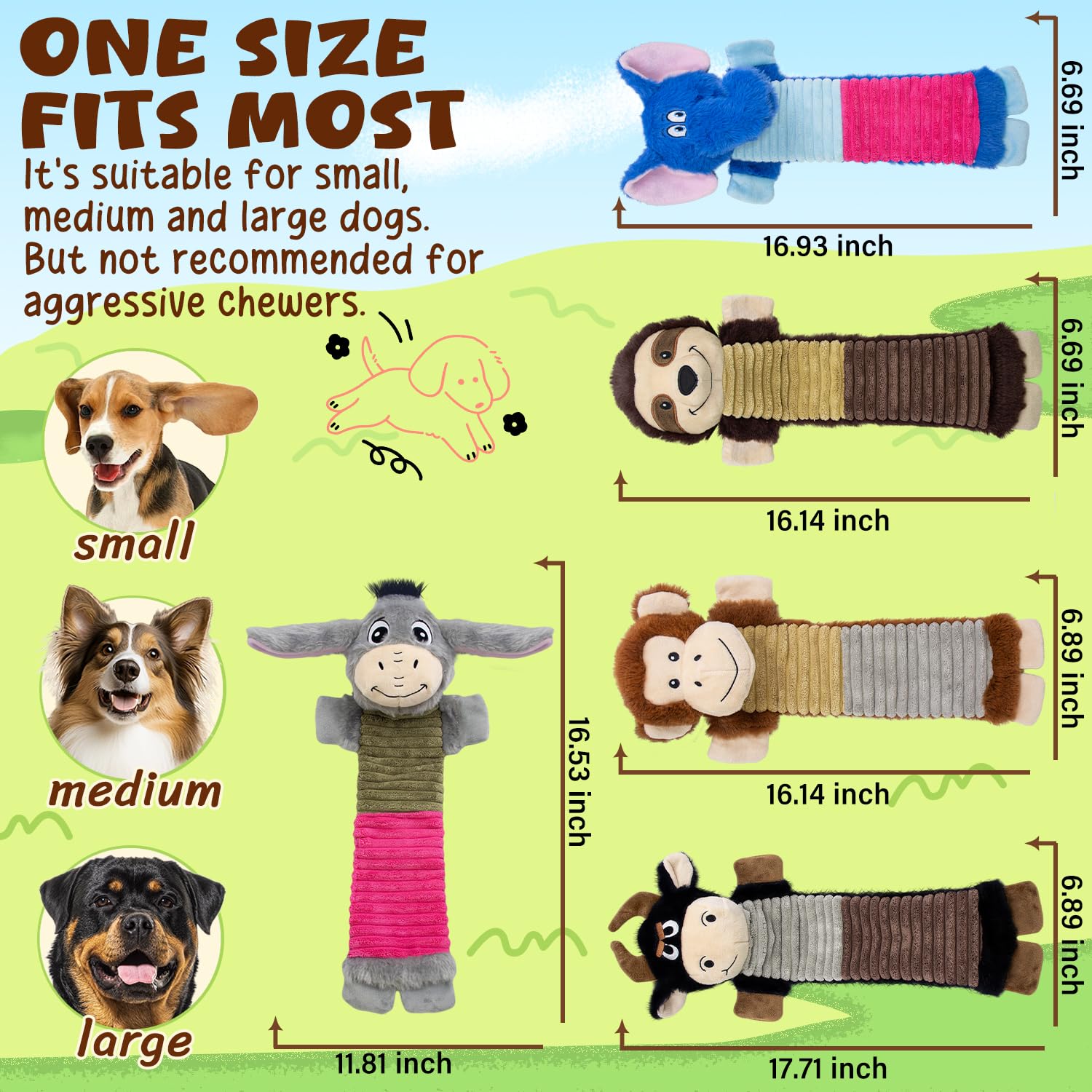 MeetYooo monkey plush no-stuffing toy with squeaker for entertaining, brain-boosting play.