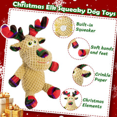 MeetYooo Reindeer dog toy with crinkle ears for engaging sound textures