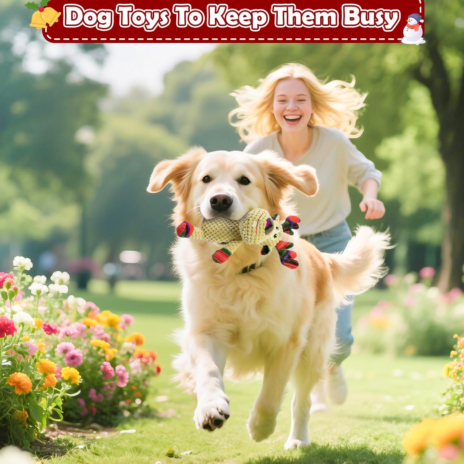 MeetYooo Squeaky and crinkle dog toy promoting mental engagement