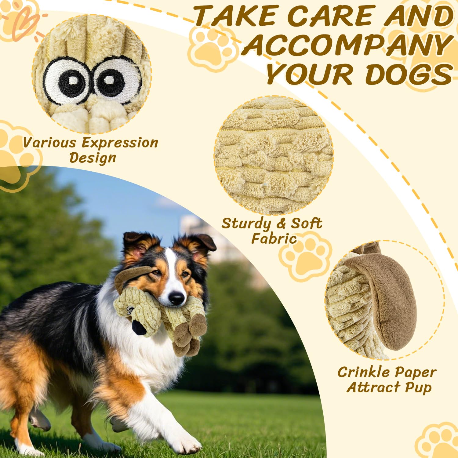 MeetYooo squeaky stuffed dog toy dog for active chewers and long-lasting fun