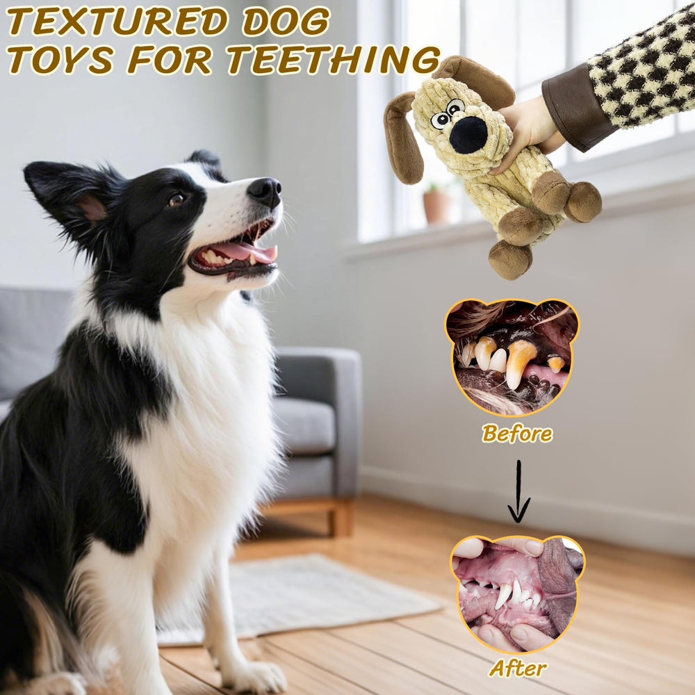 MeetYooo squeaky stuffed dog toy teeth-friendly play for healthy chewing