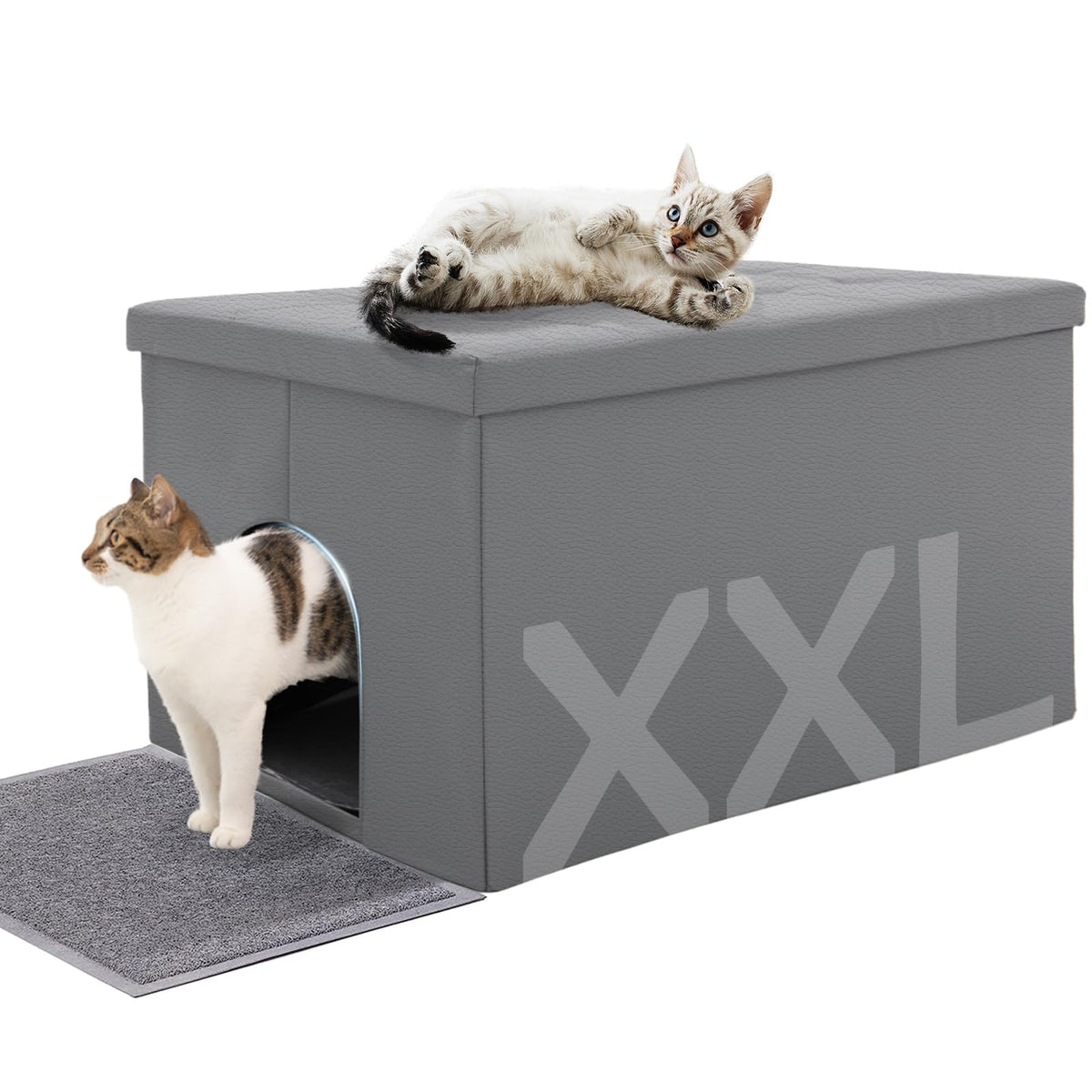 MEEXPAWS cat litter box enclosure assembly shows quick setup and space-saving design.