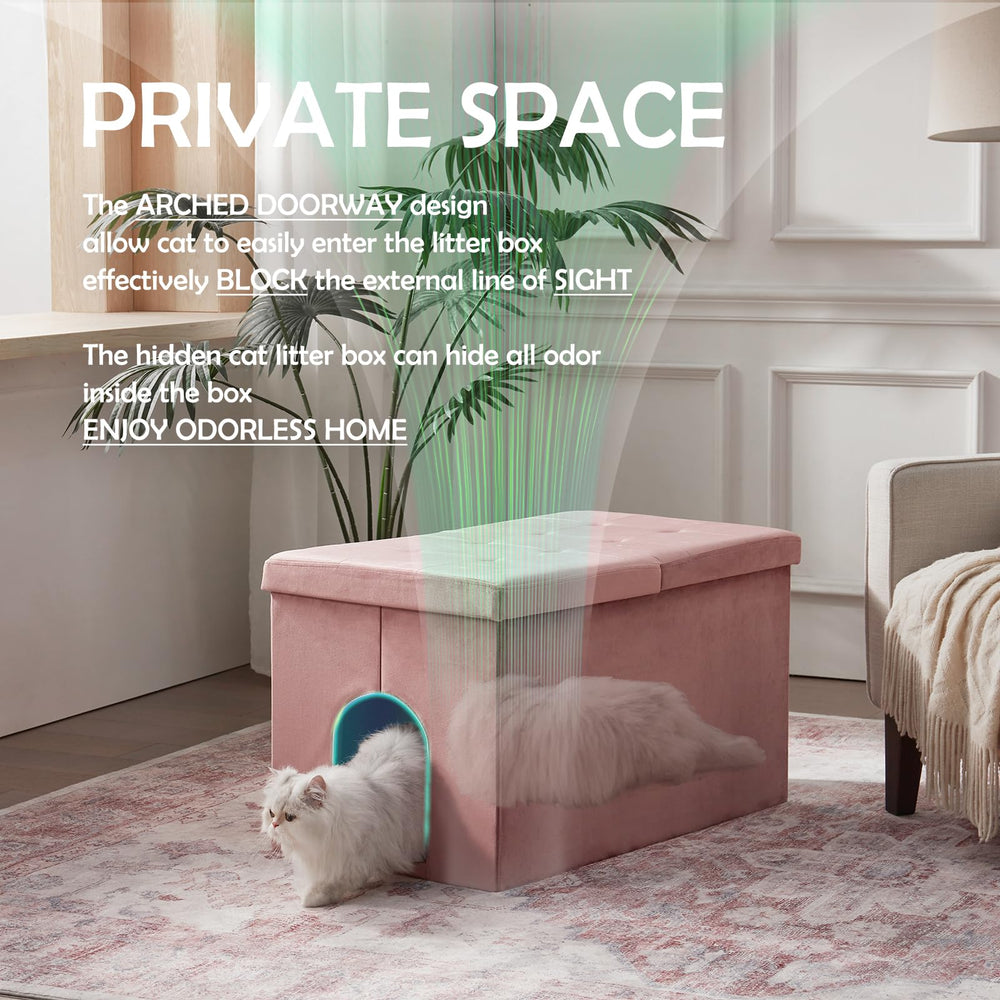 MEEXPAWS quick-assembly litter box enclosure ready for use.