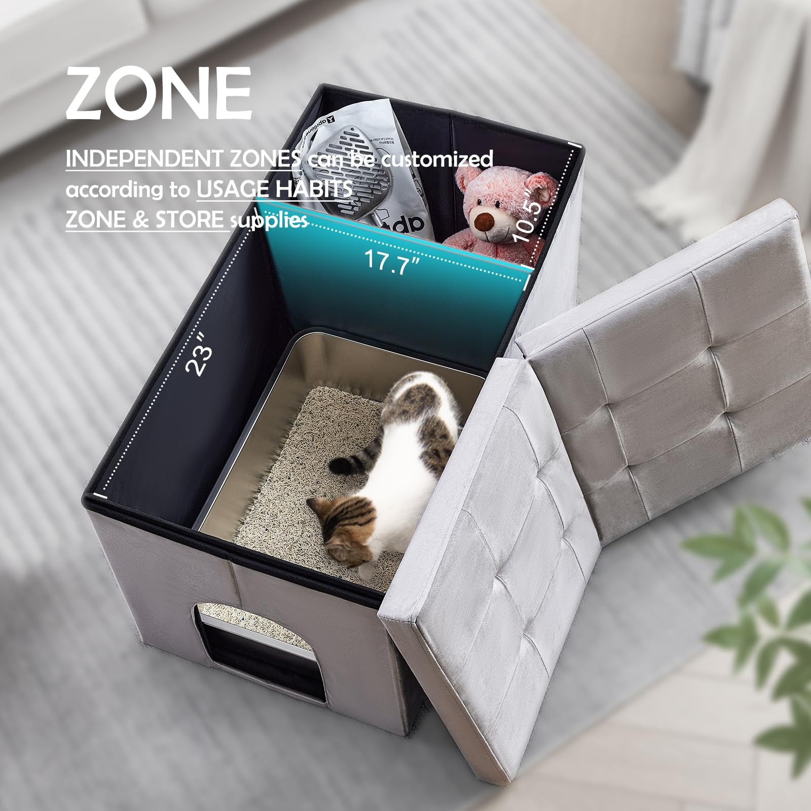 MEEXPAWS enclosure interior shows waterproof surface for easy cleaning.