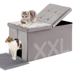 MEEXPAWS cat litter box enclosure with velvet finish and lift lid for stylish concealment.