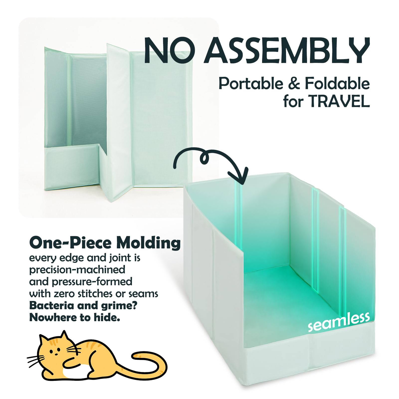 MEEXPAWS cat litter enclosure foldable travel shows lightweight design ideal for trips.