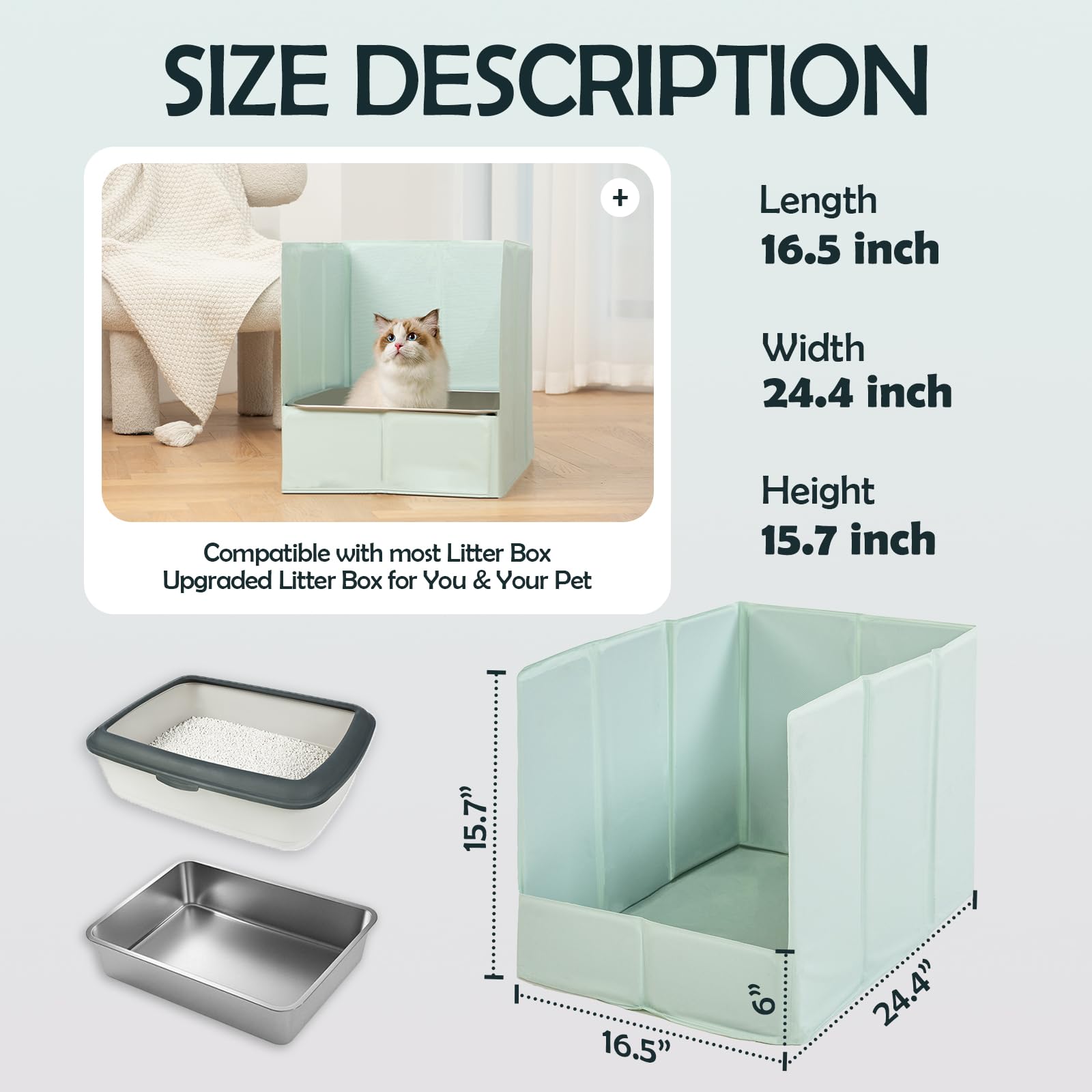 MEEXPAWS cat litter enclosure wall-protector keeps walls clean and protected in use.