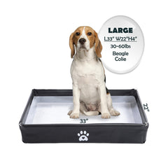 MEEXPAWS dog pee pad holder tray folded for compact storage and travel.