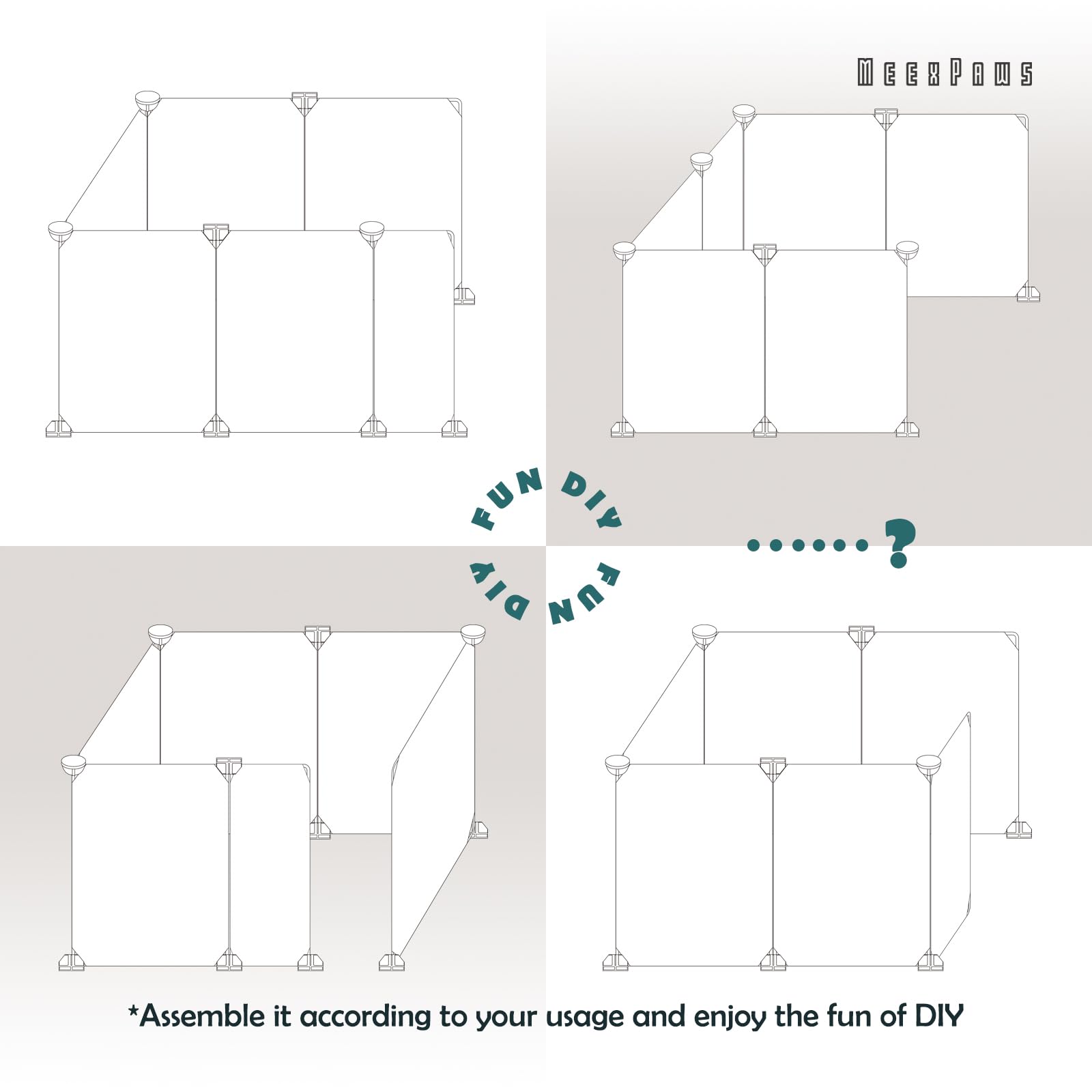 MEEXPAWS easy-clean enclosure highlights waterproof, wipeable surfaces for daily maintenance