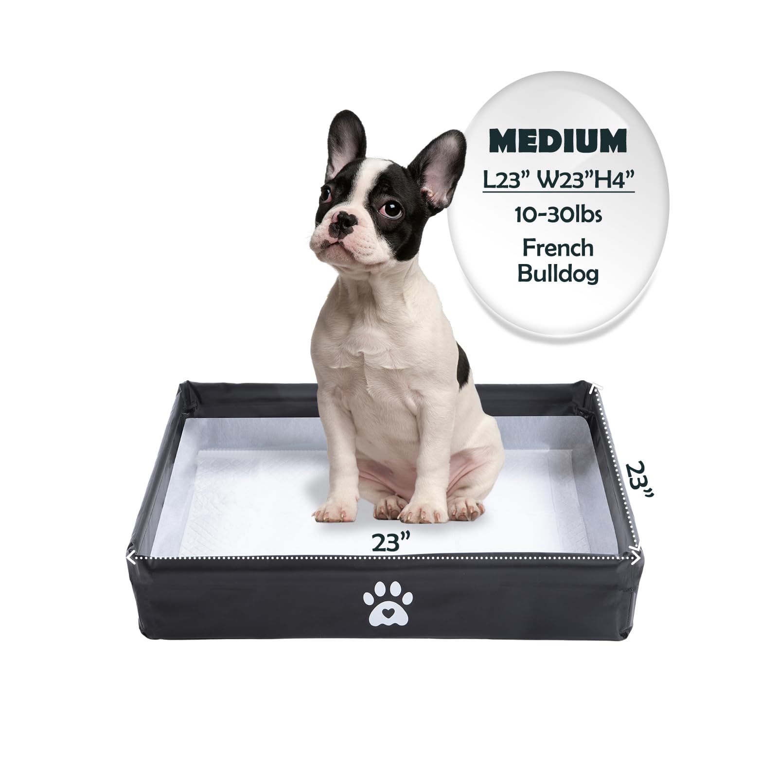 MEEXPAWS foldable dog pad holder tray for compact storage and quick setup.