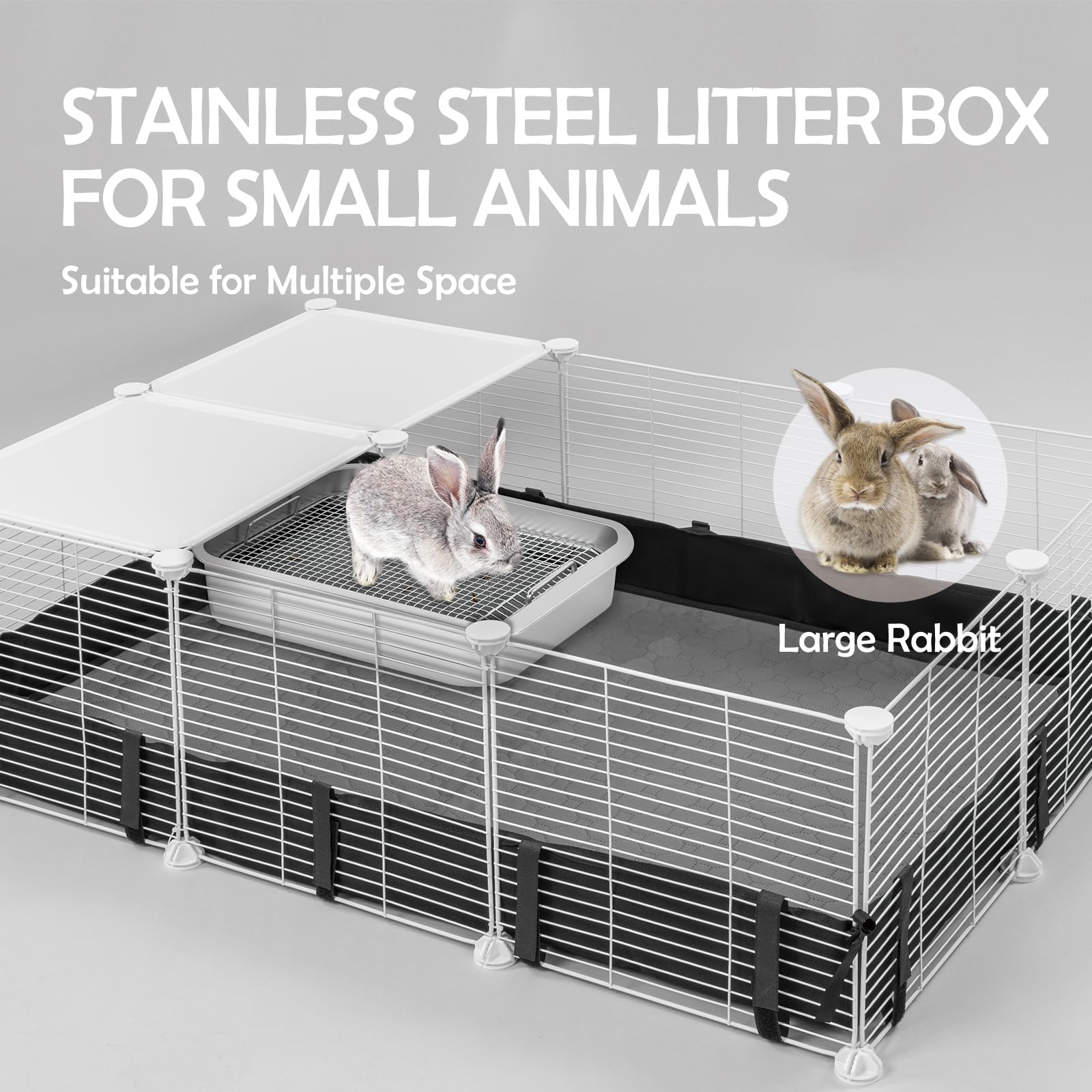 MEEXPAWS rabbit litter box three-layer odor control system illustration