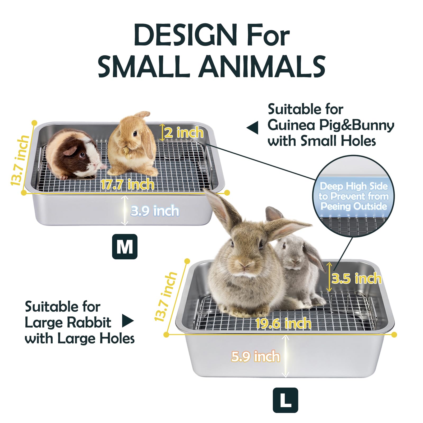 MEEXPAWS rabbit litter box raised grid keeps paws dry and clean