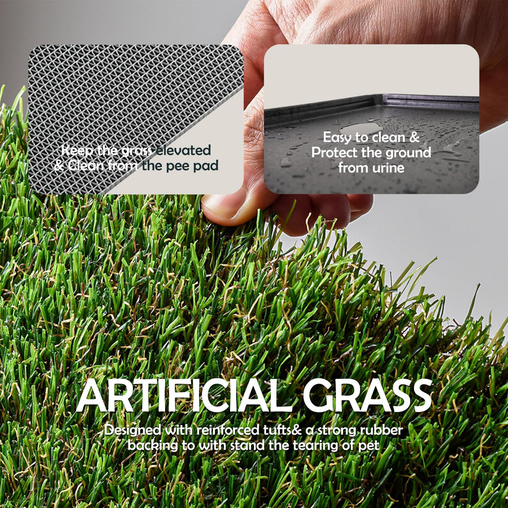 MEEXPAWS replacement grass pads highlight quick drainage through perforated backing