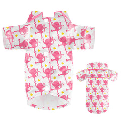 MEEYI dog silk pajamas pink monkey XL front view highlights soft satin comfort