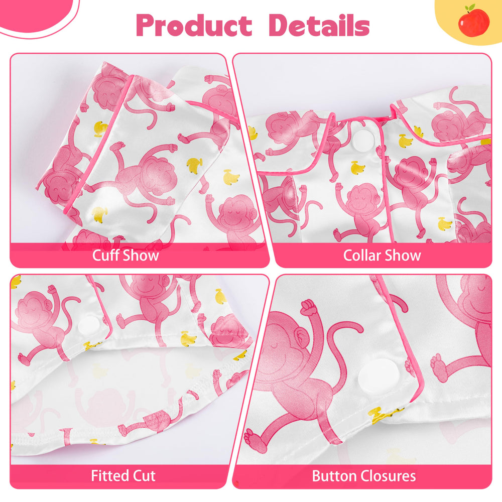 MEEYI dog silk pajamas pink monkey XL on-dog wear for cozy nights and cool evenings