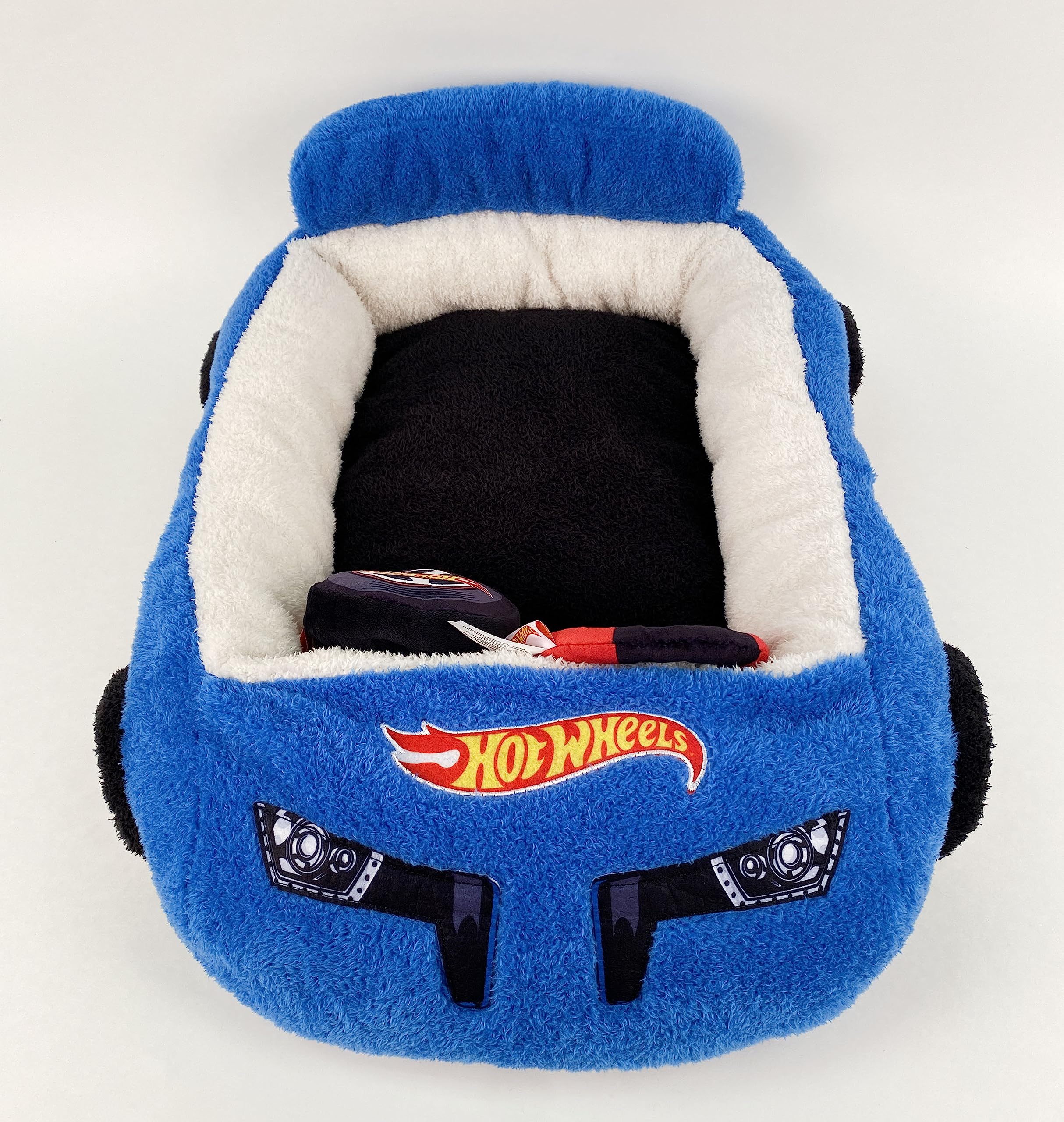 Megatoys Hot Wheels pet bed side view highlighting steering wheel detail for playful design.