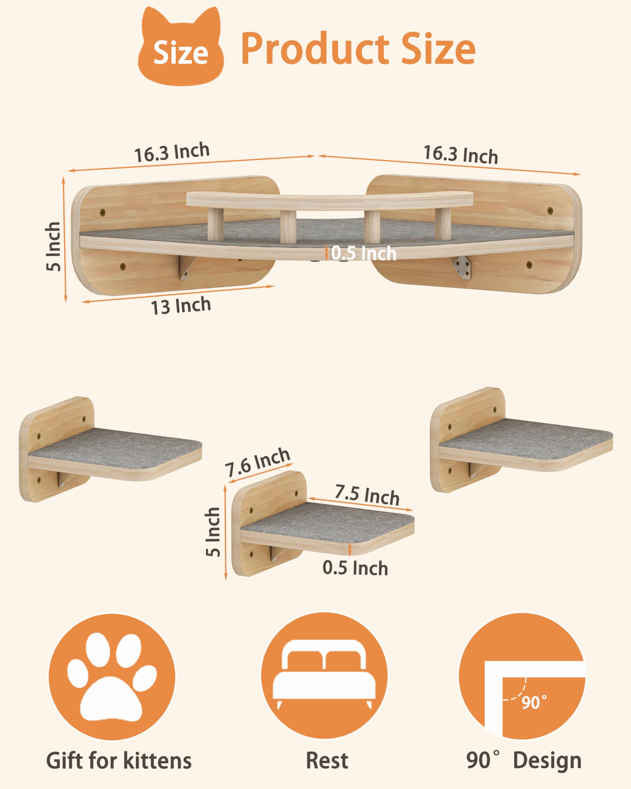 Megidok corner shelf step detail highlights upgraded, spacious steps for larger cats and stable support