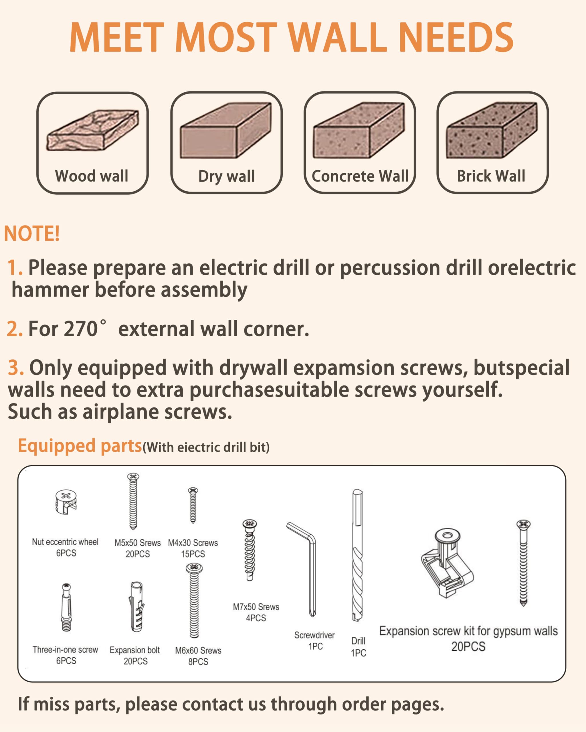 Megidok wall installation kit with drill-ready instructions included.