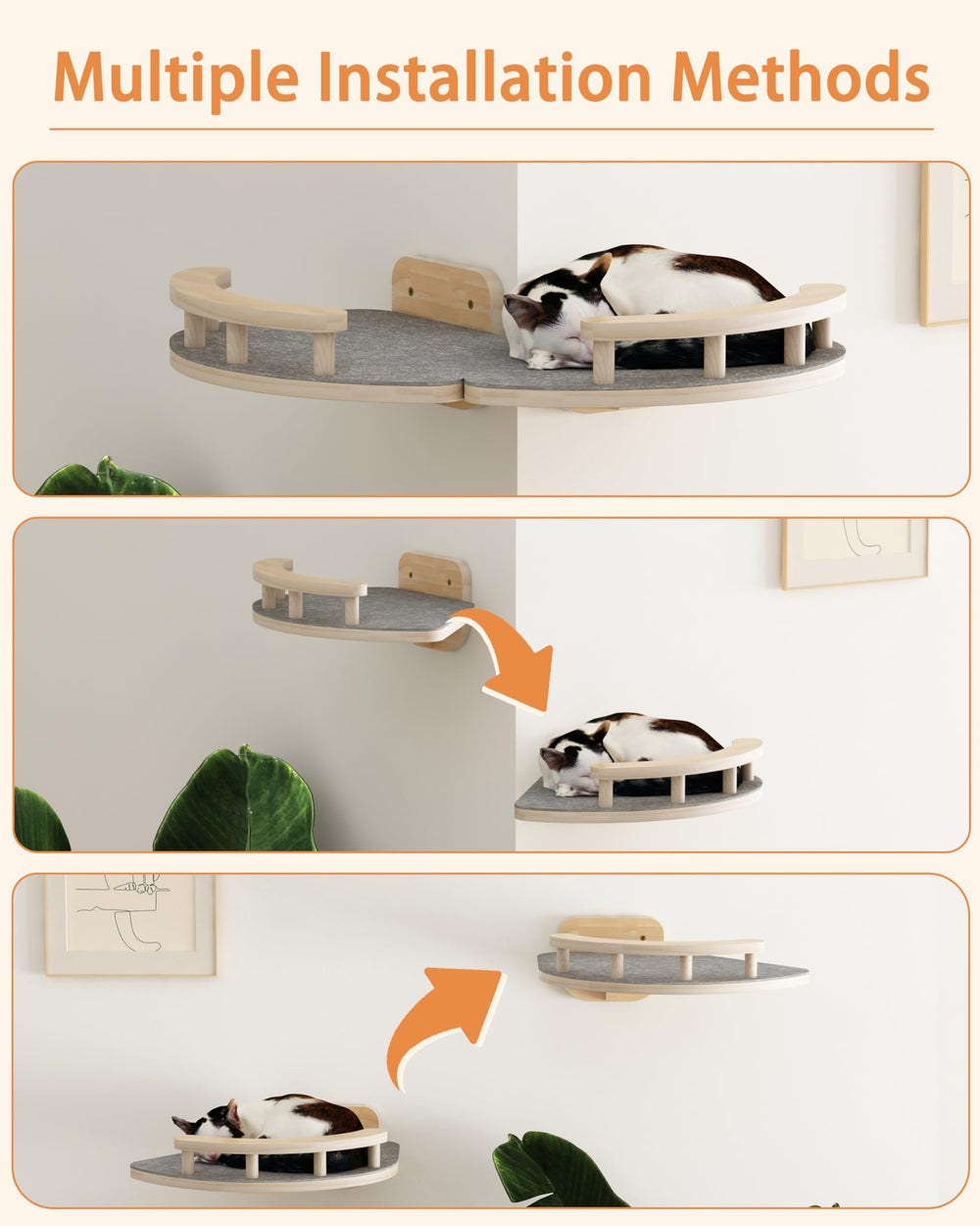 Megidok cat wall shelves closeup highlights smooth rounded edges.