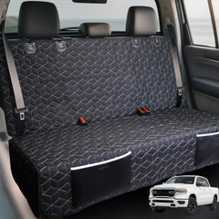 Meginc dog car seat cover backseat protects against pet hair and spills.