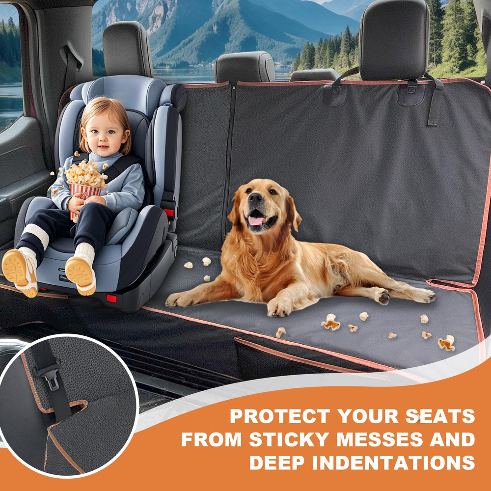 Meginc-dog-seat-cover-center-zipper-access allows belt and console use on trips.