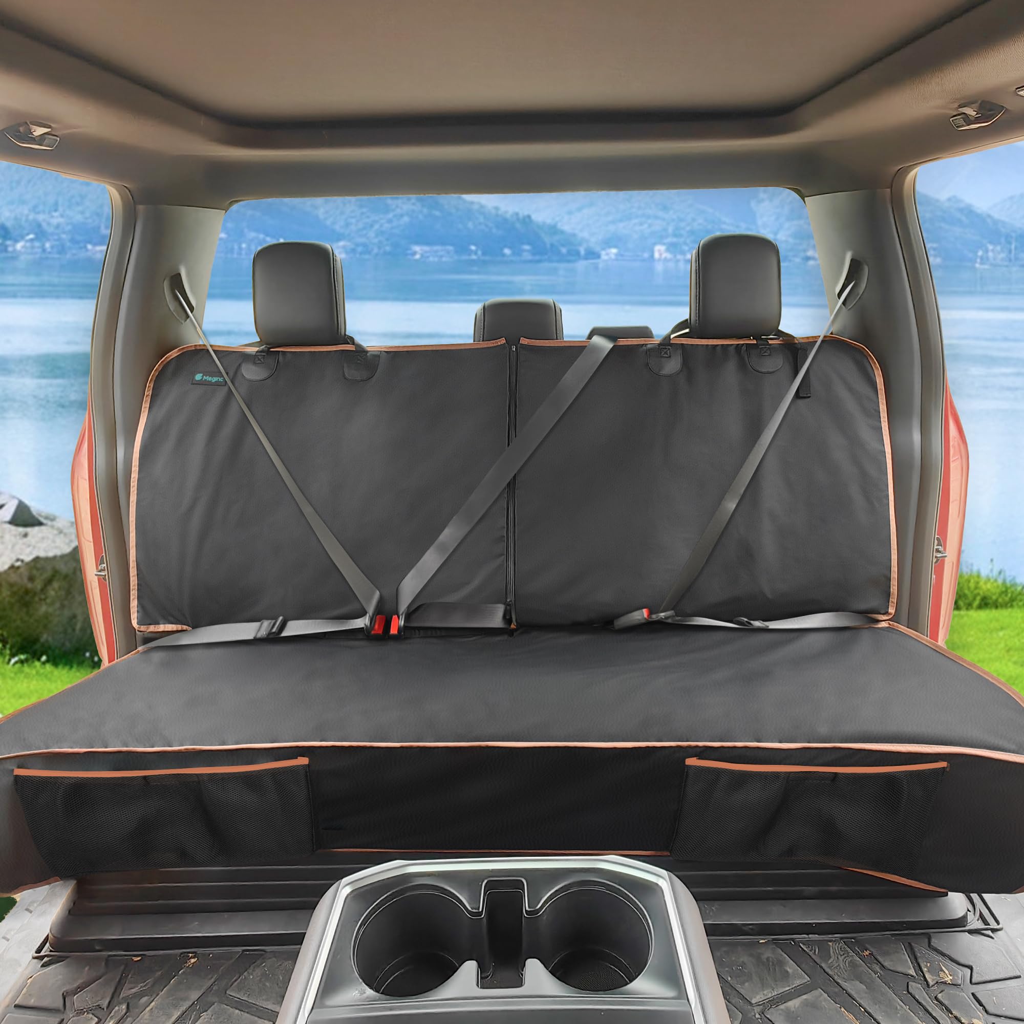 Meginc-dog-seat-cover-non-slip-bottom stabilizes pets for a smoother ride.