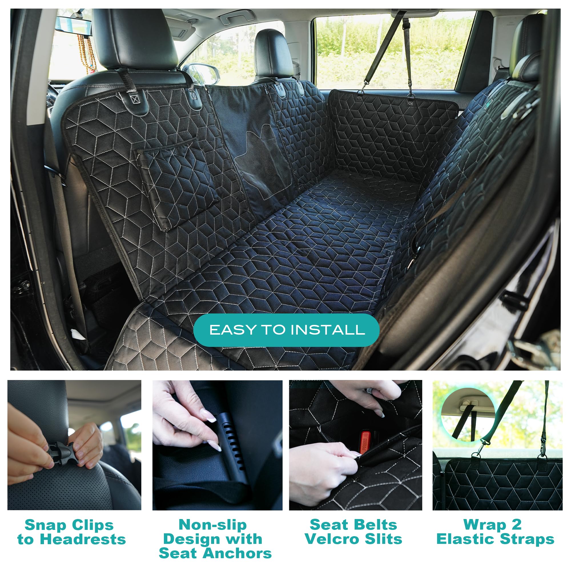 Meginc dog seat cover installation in minutes with secure anchors.