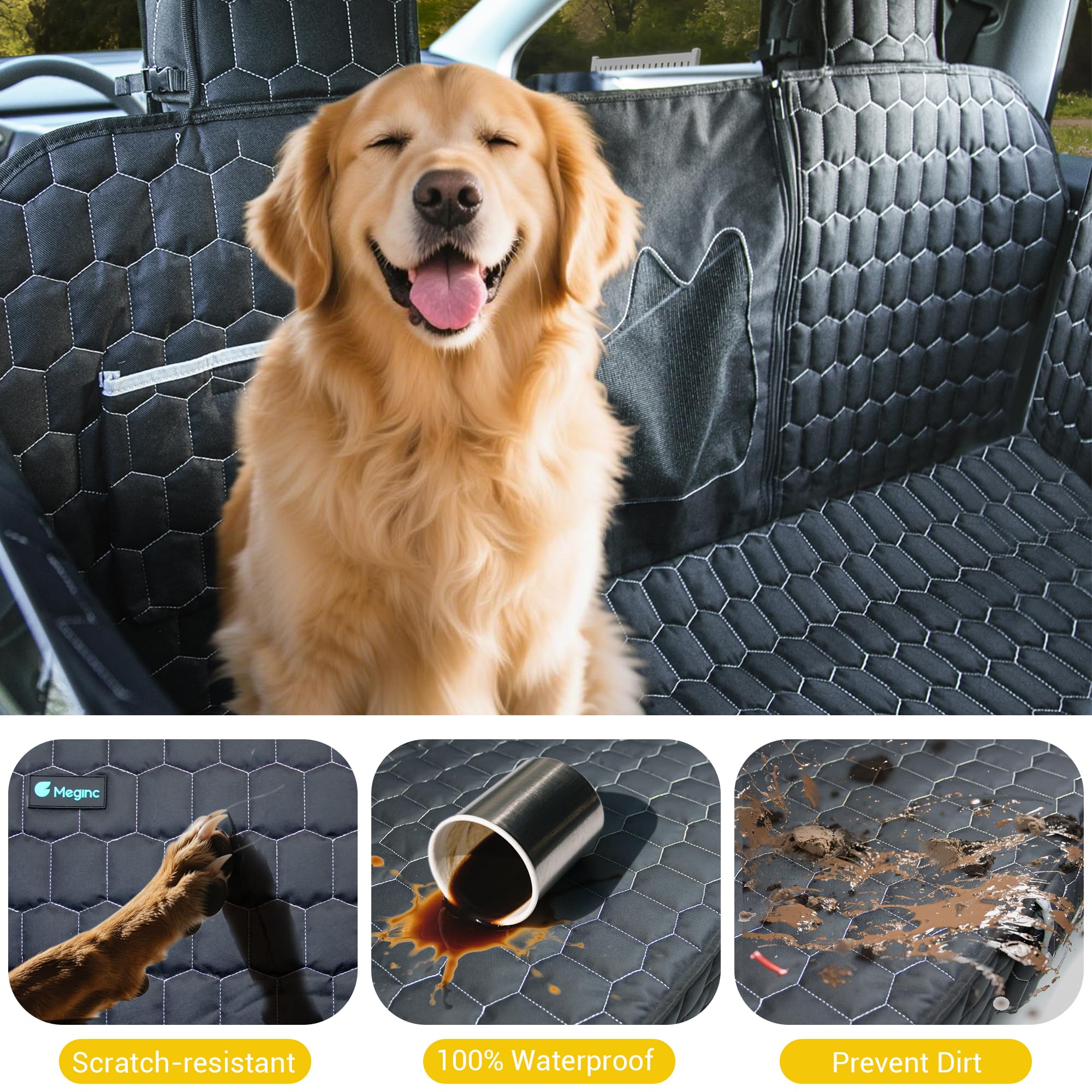 Meginc waterproof 600D Oxford with TPU layer protects seats from mud and hair