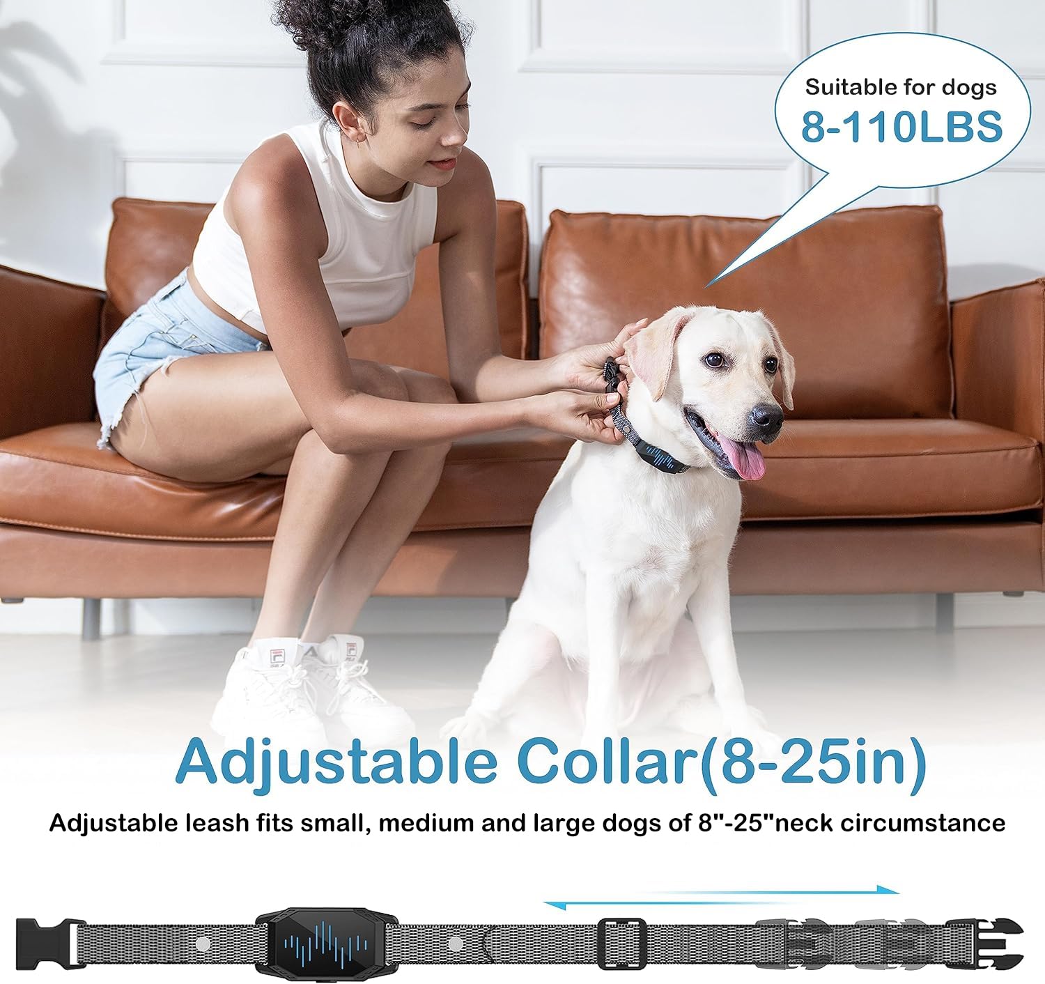 MEGWR adjustable nylon collar fits 11–110 lb dogs for comfort
