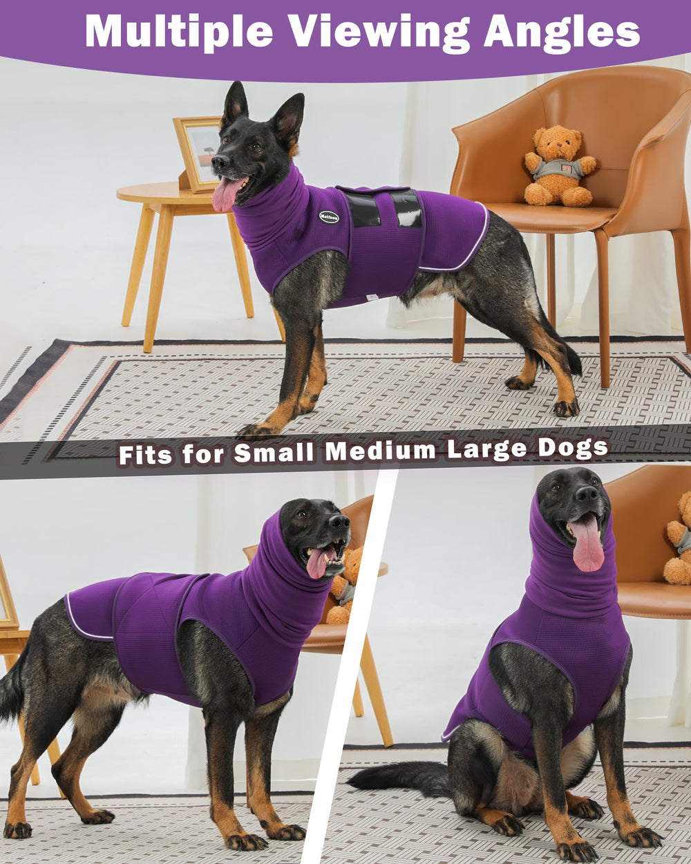 Meifsou dog anxiety vest breathable-mesh detail ensures better airflow for extended wear.