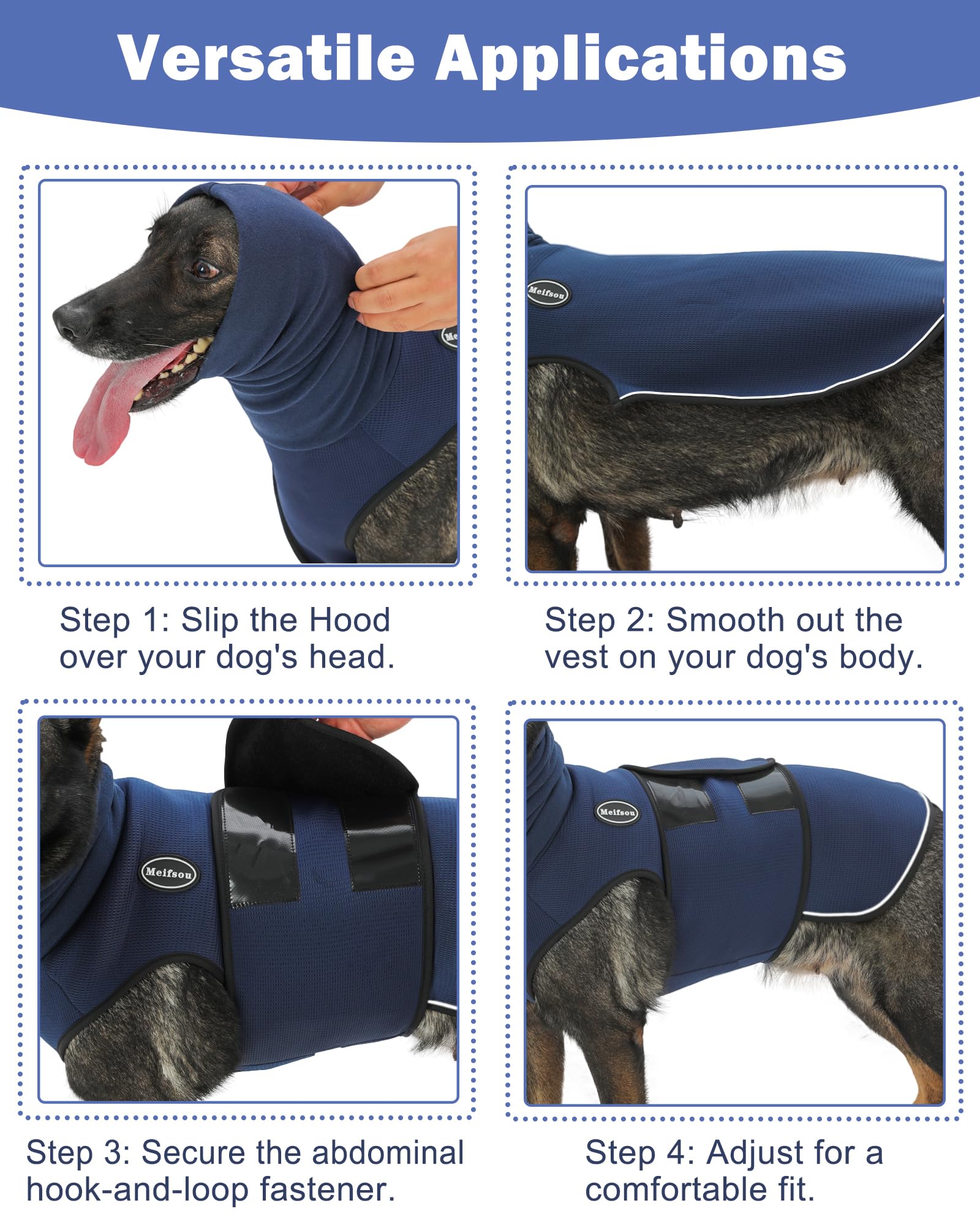 Meifsou dog anxiety vest breathable mesh panel for airflow and comfort