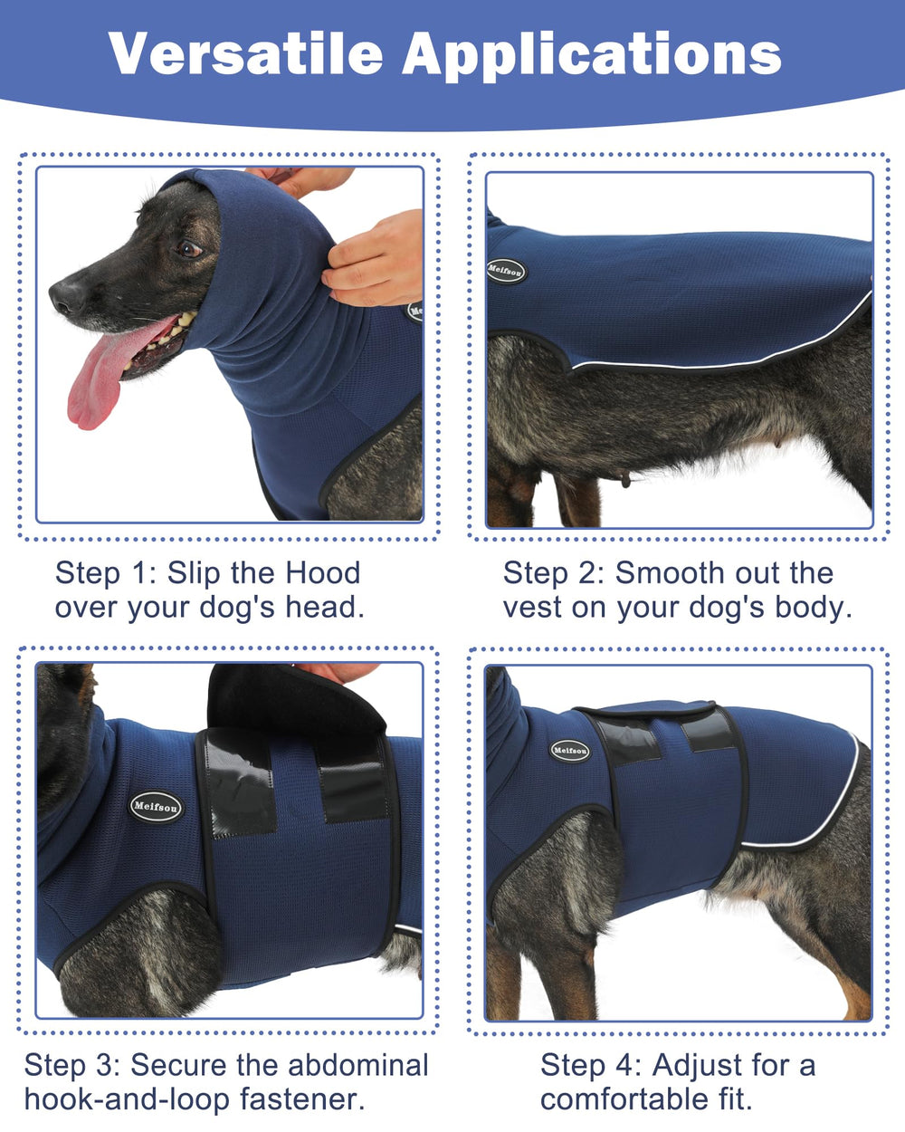 Meifsou dog anxiety vest breathable mesh panel for airflow and comfort