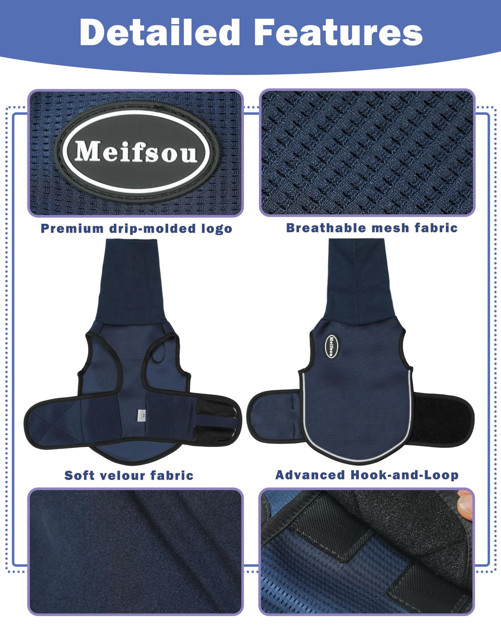 Meifsou dog anxiety vest with hood worn from the side for quick dressing