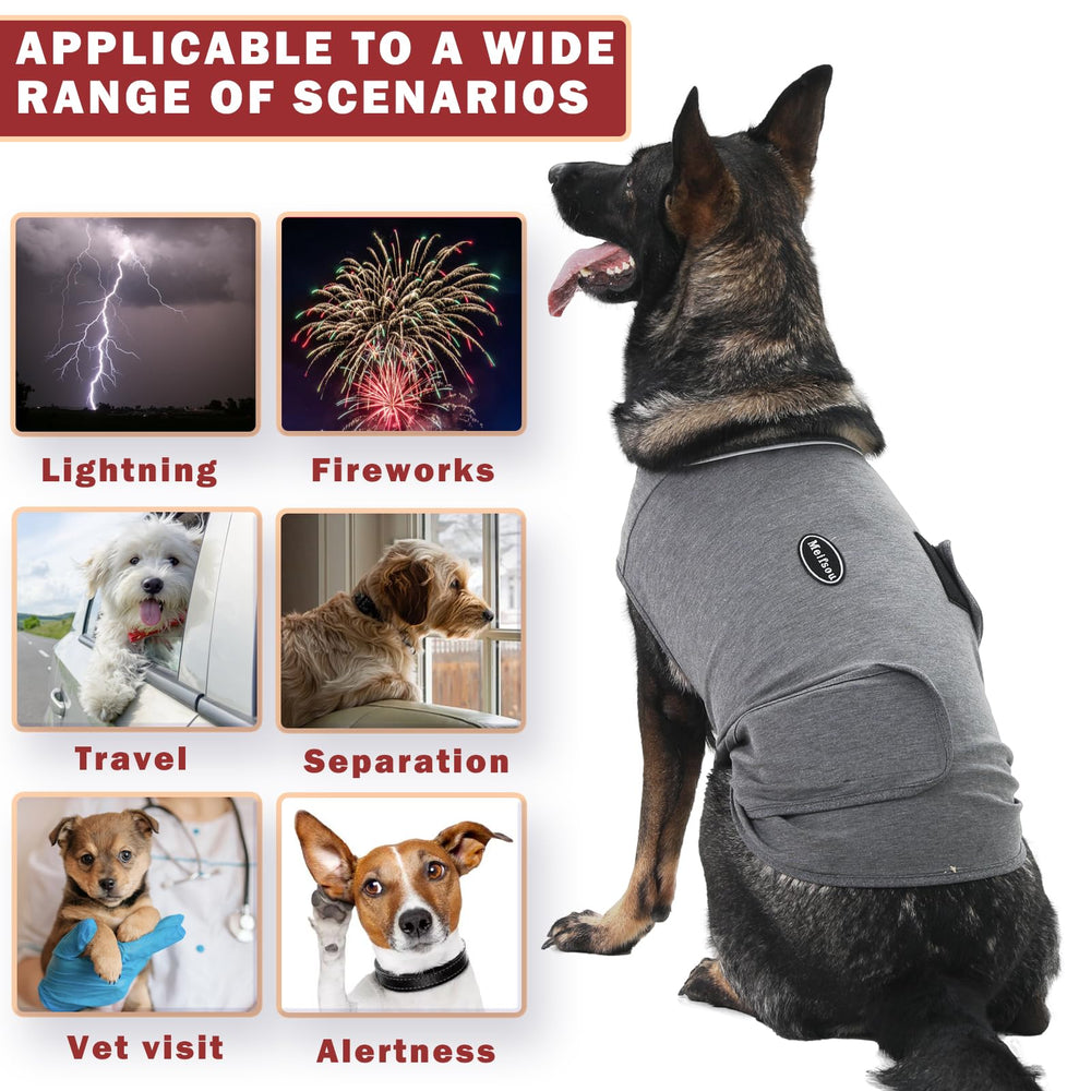 Meifsou dog anxiety vest used during travel for calmer moments