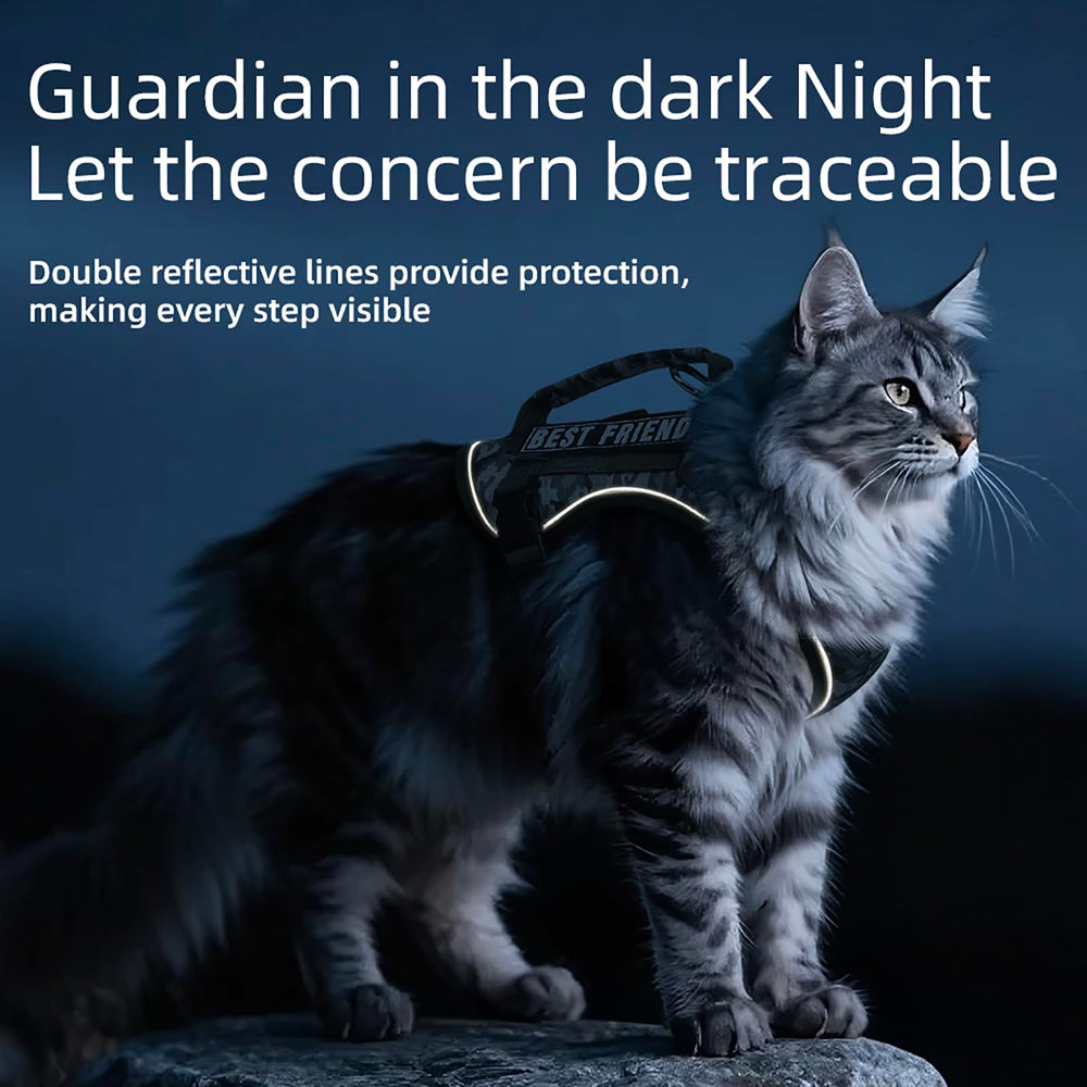 Meifsou dog harness reflective strips night-walk close-up improves visibility.