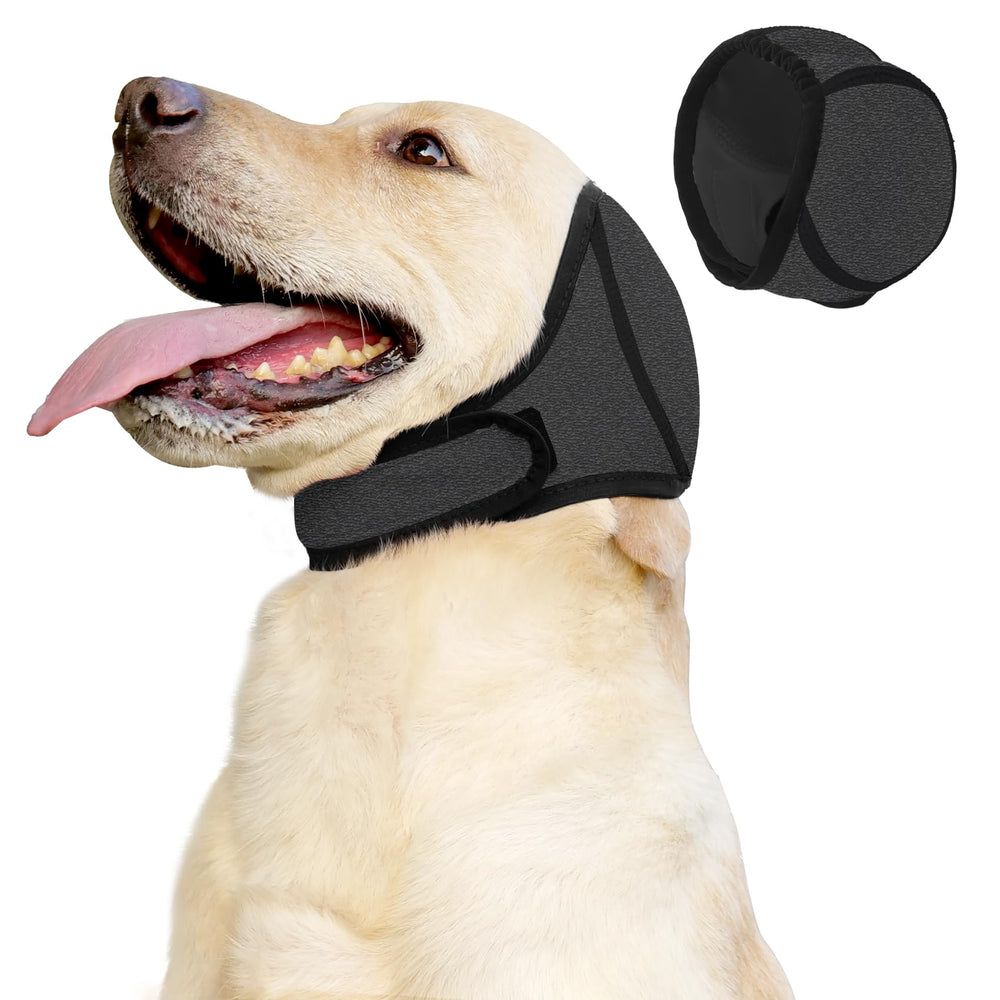 Meifsou dog head wrap quiet ears ensures calmer outings.