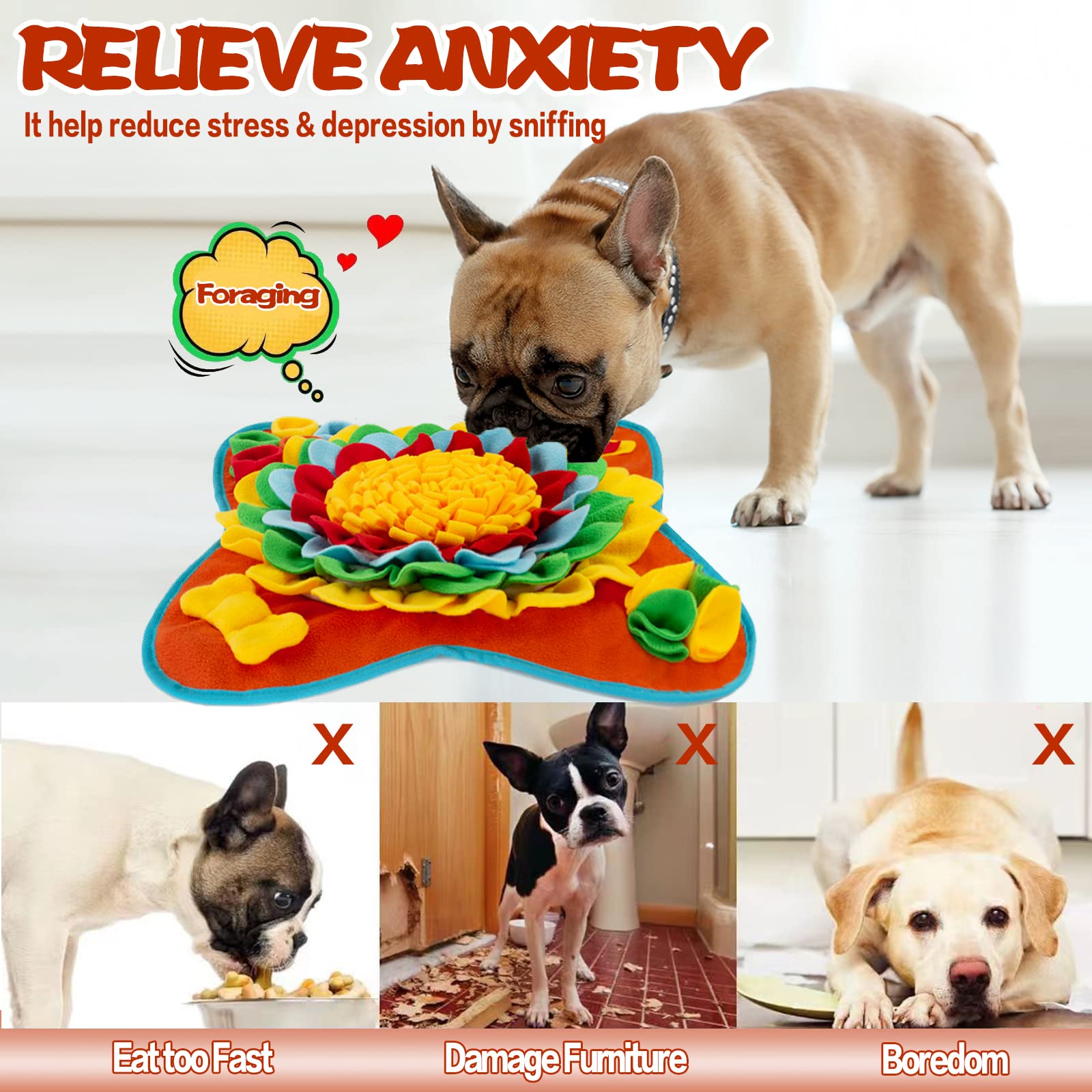 Meilzer Snuffle Mat corner games stimulate curiosity with bone squeaky and cups for attention.