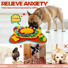 Meilzer Snuffle Mat corner games stimulate curiosity with bone squeaky and cups for attention.