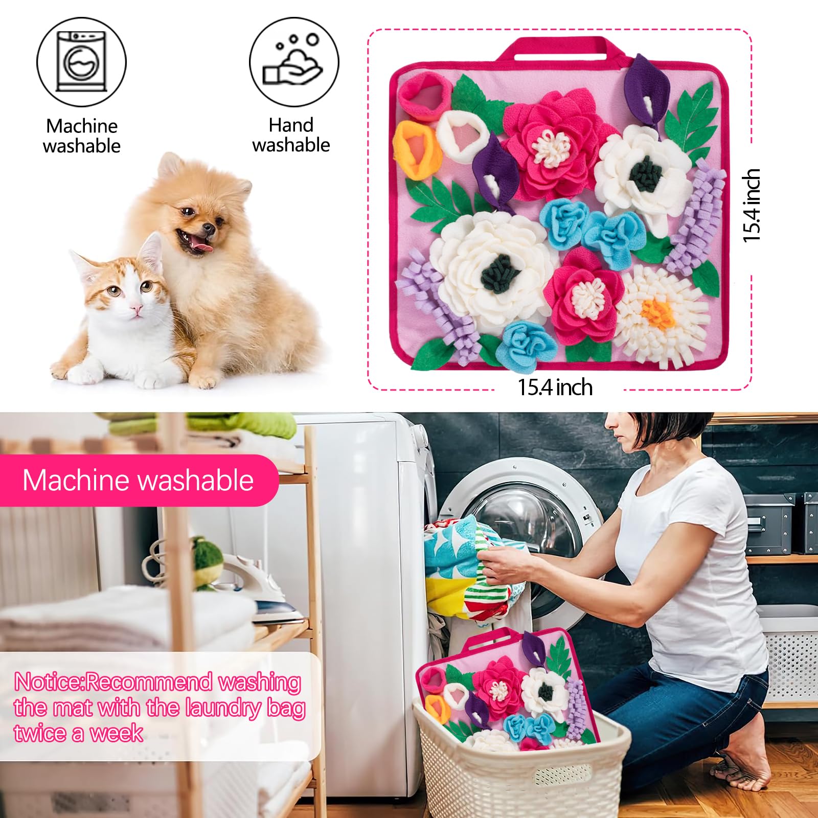 Meilzer Snuffle Mat easy-clean design for quick washing.