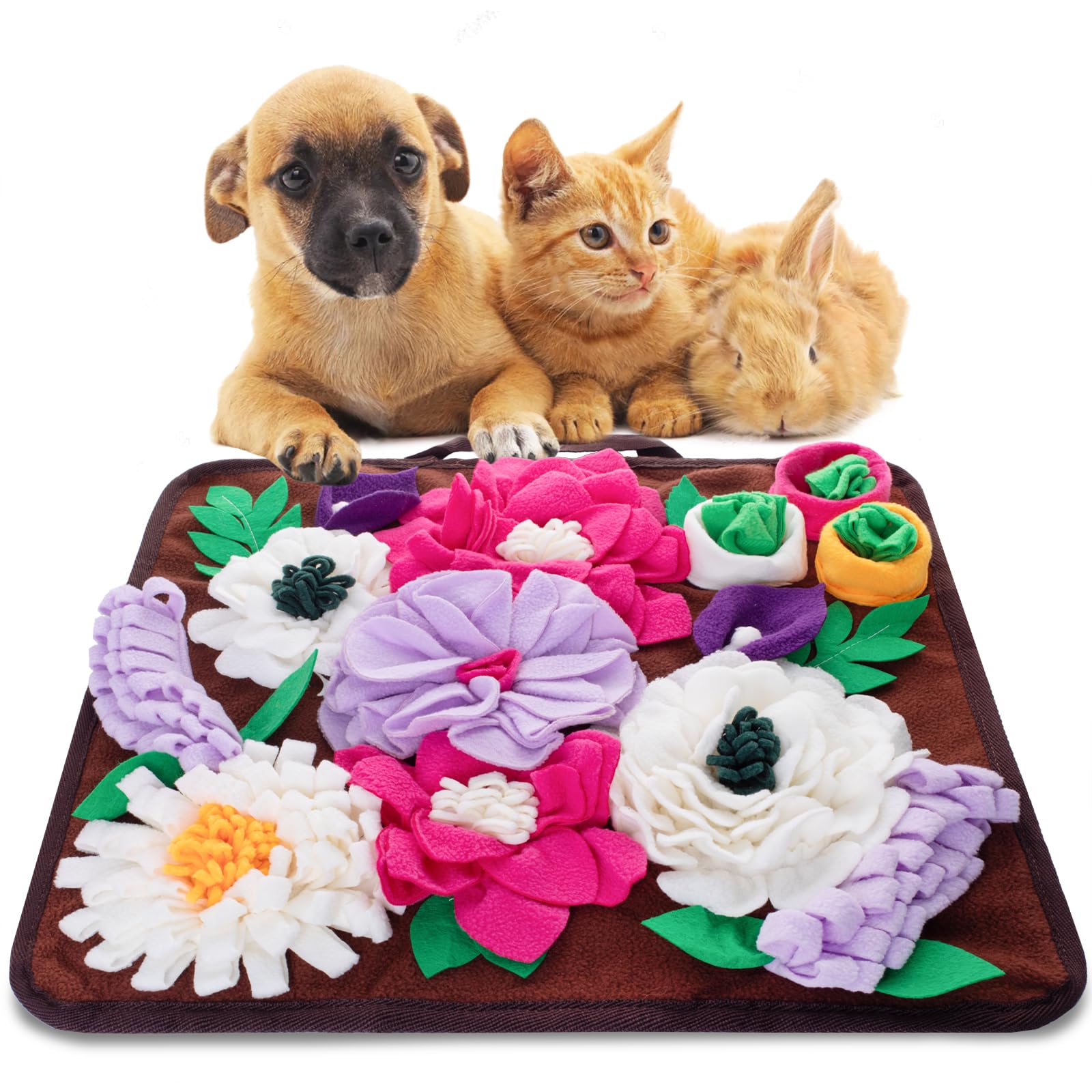 Meilzer Snuffle Mat in action promoting slow feeding and mental stimulation for dogs.