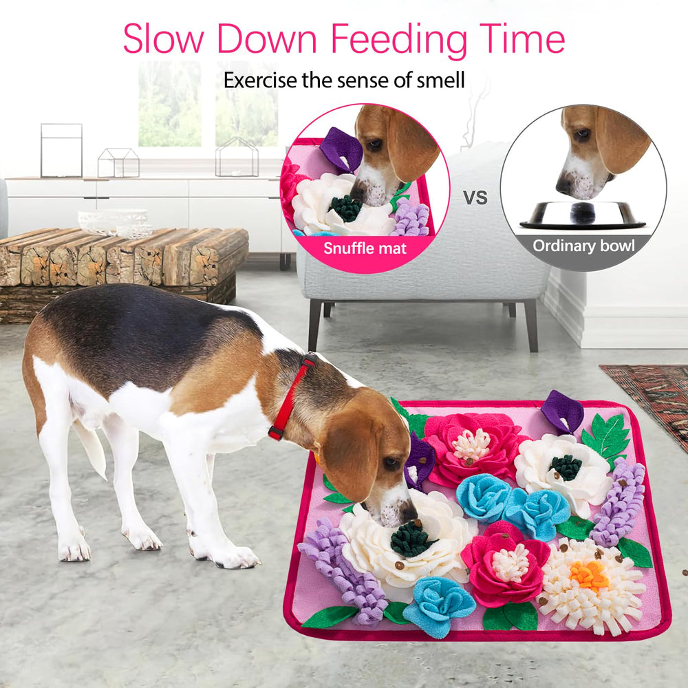 Meilzer Snuffle Mat non-slip base keeps it in place during play.