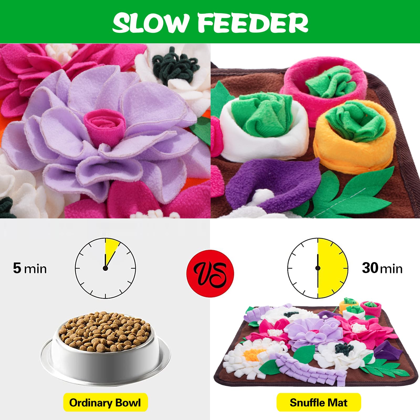 Meilzer Snuffle Mat with non-slip bottom kept steady during training sessions.