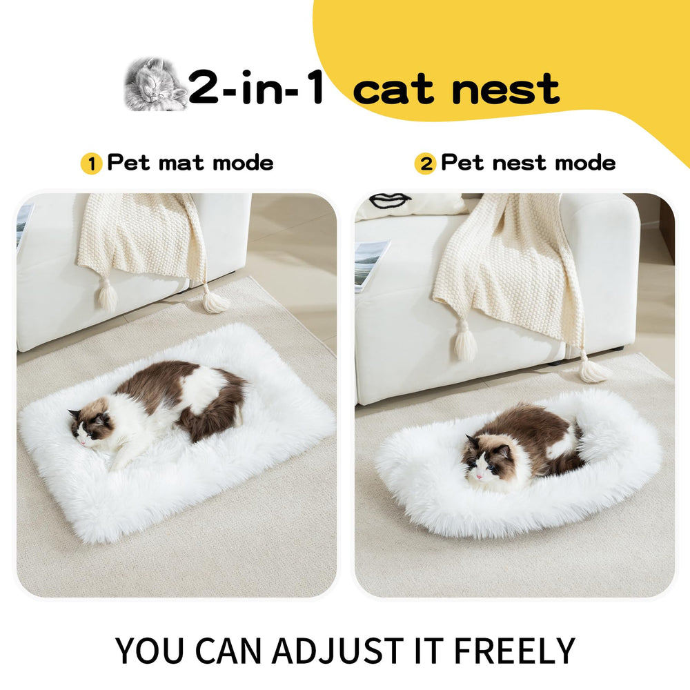 MeiSan bed mat top view shows plush faux fur for comfy naps