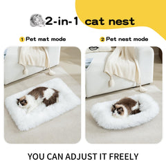 MeiSan bed mat top view shows plush faux fur for comfy naps