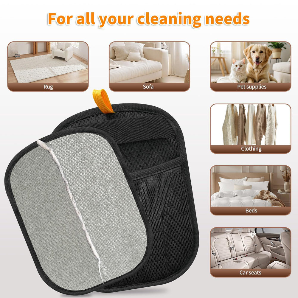 Mejreiik electrostatic action glove lifting pet hair with gentle strokes.