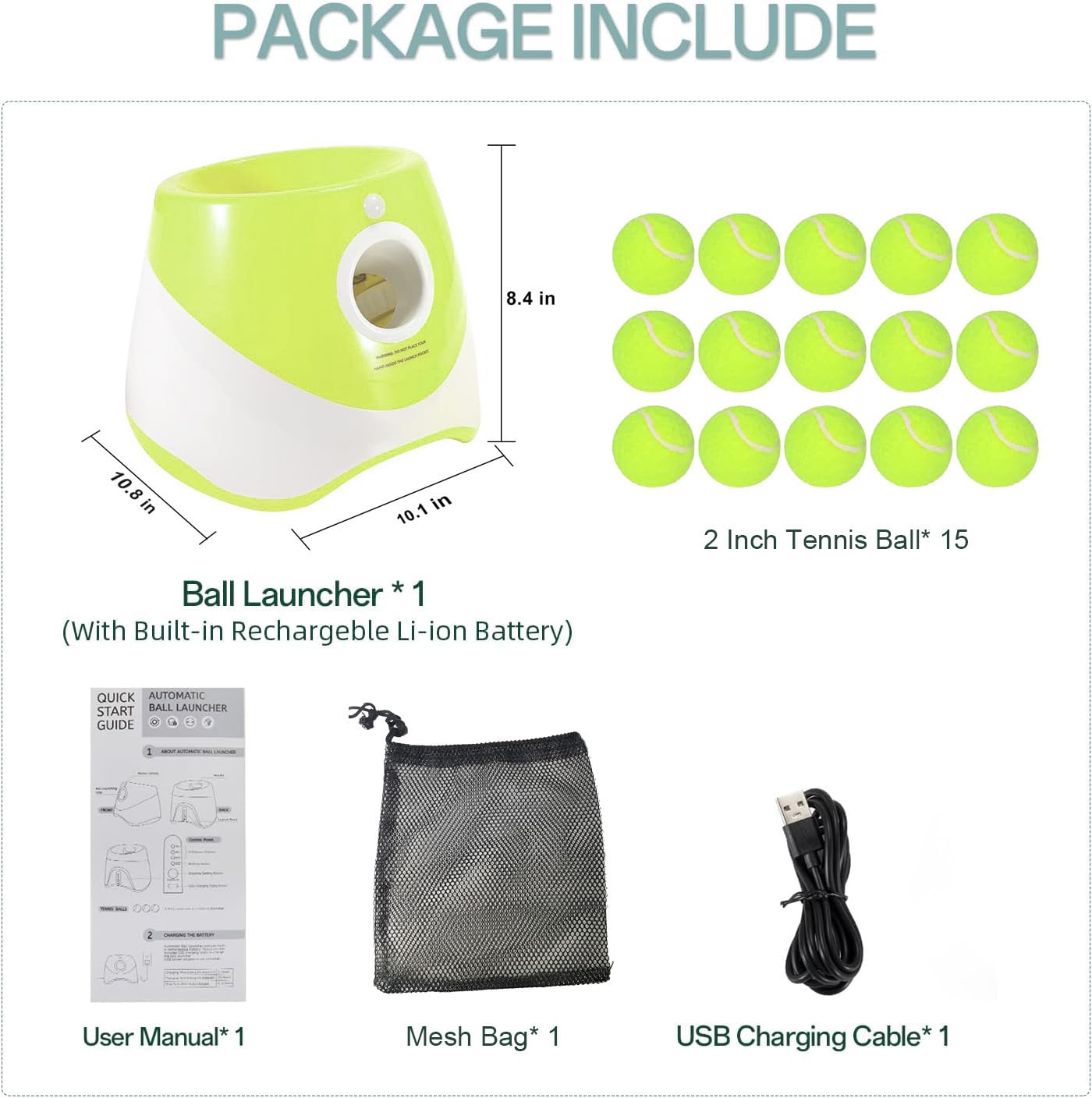 Mekaple 2-inch mini tennis balls pack for extended games with the launcher.