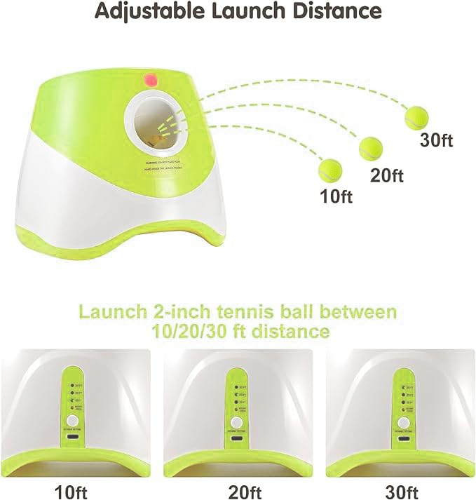 Mekaple automatic dog ball launcher 10-foot range for relaxed outdoor fetch.