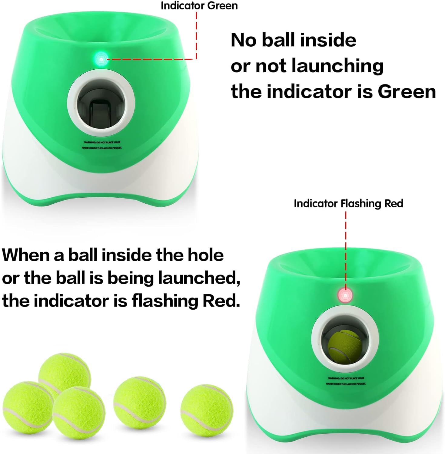 MEKAPLE ball launcher dial shows three distance settings for versatile play