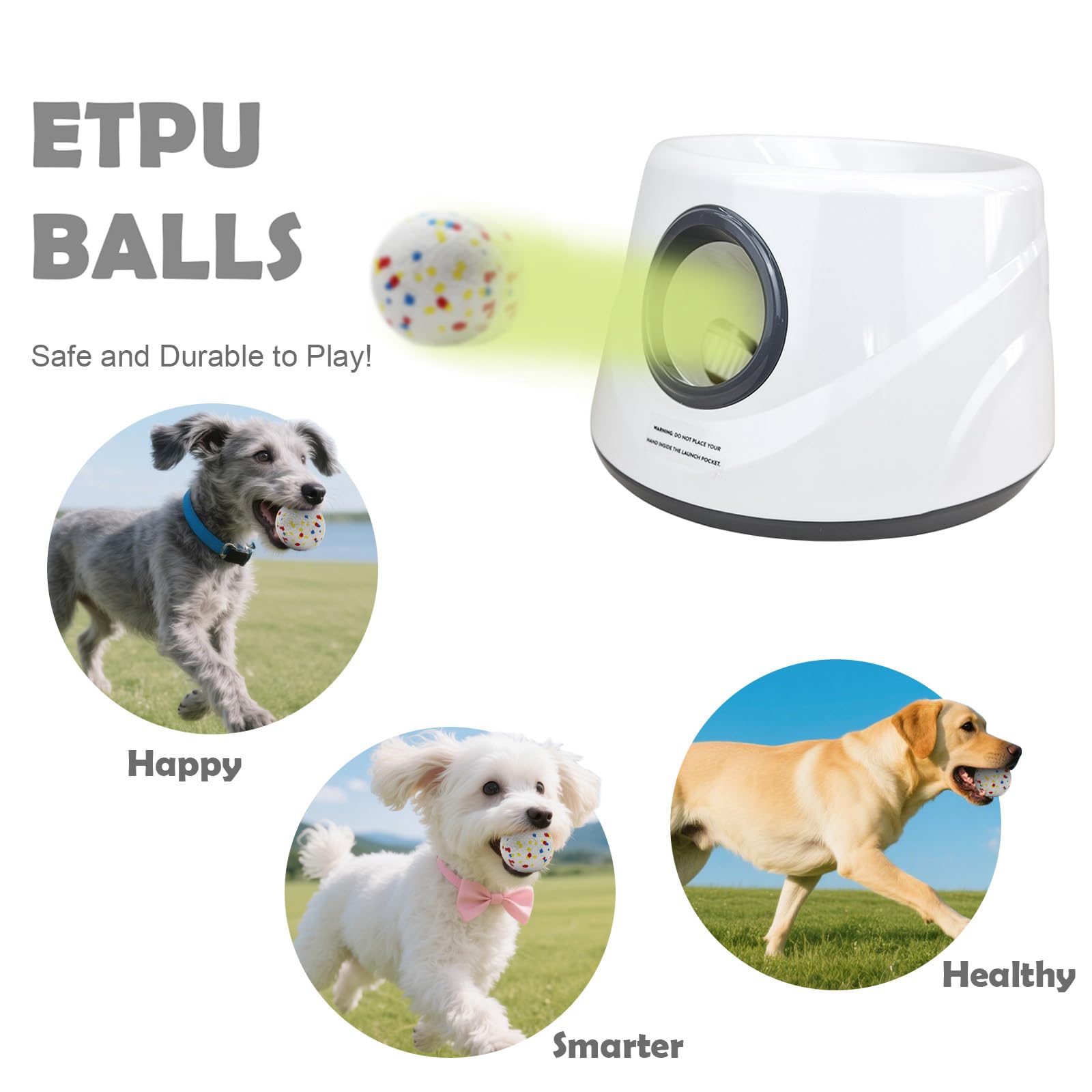 MEKAPLE ball launcher distance settings enable variable throws for dog exercise.