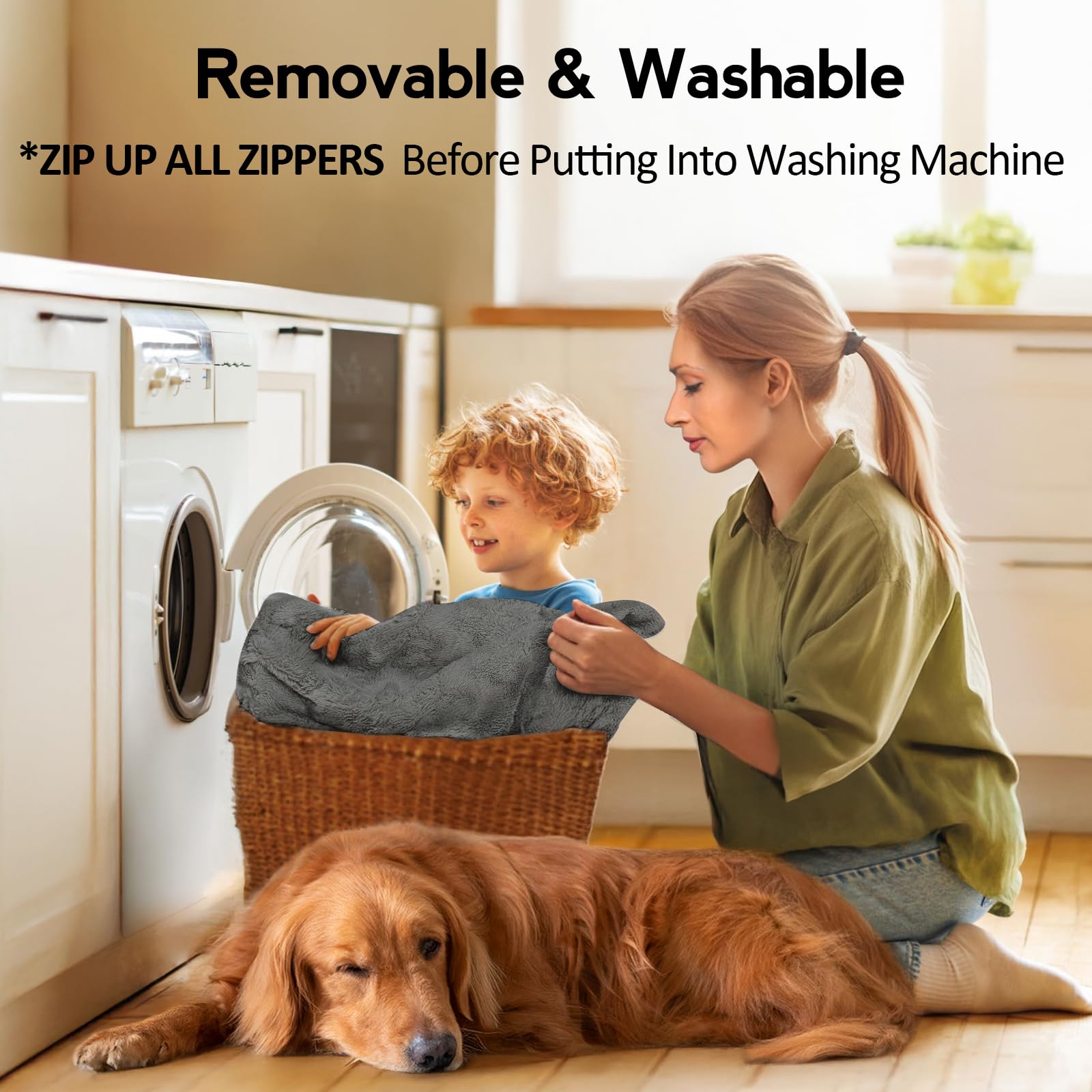 MEKIY dog bed with reinforced carry handle for easy relocation.